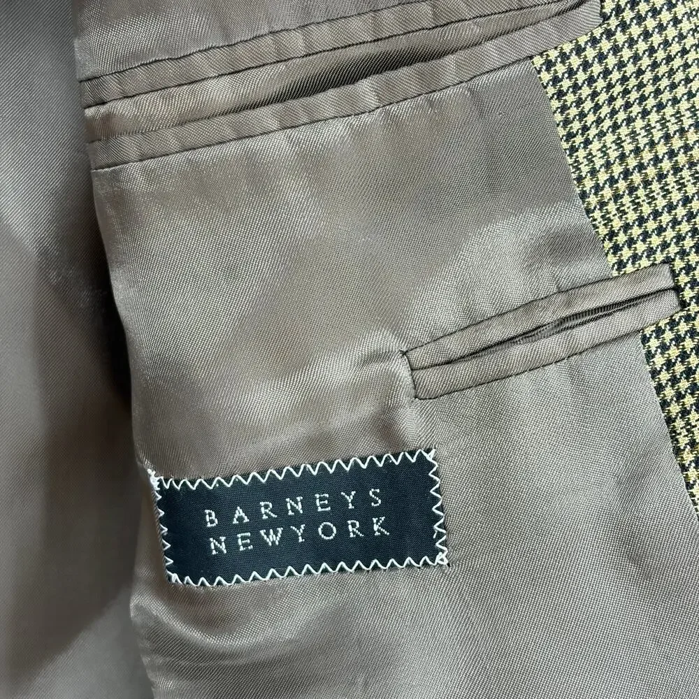 Vtg Barneys New York Wool Glen Plaid Men Blazer Sz 50 Old Money Preppy Heritage